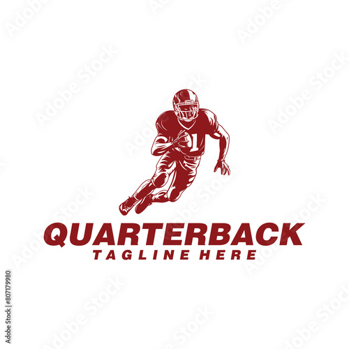 Quarterback american football, sport mascot logo vector illustration