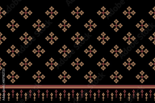 Beautiful vintage cross stitch traditional ethnic pattern.floral pixel art embroidery. Elegance background abstract Aztec beautiful seamless pattern for fabric,cloth,dress,carpet,curtain,sarong,batik.