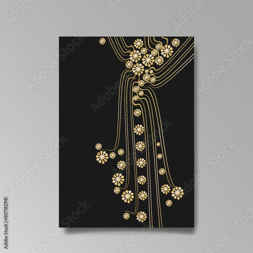 Art Nuevo luxury template flowers and city lights a Modern