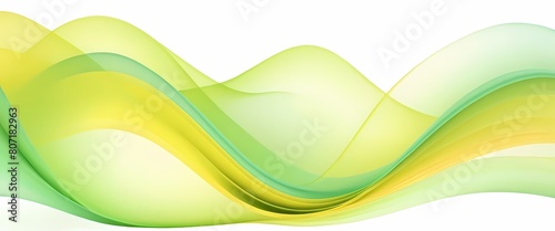 Smoothly flowing light green and yellow waves on a white background. Elegant abstract background. Abstract  Expressionist  Generative AI  Generative  AI