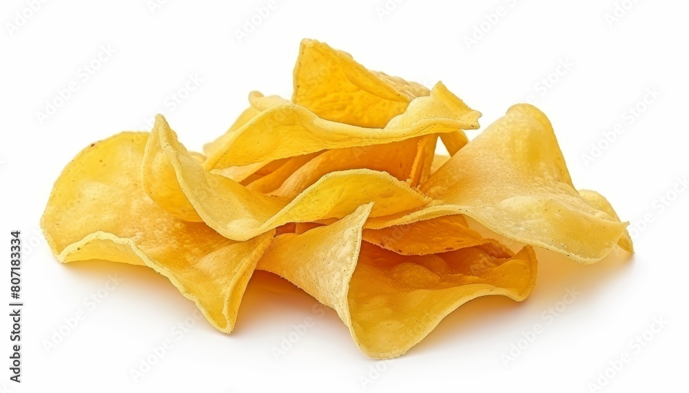 Traditional Mexican appetizer organic white corn tortilla chips for nachos or salsa served in a restaurant style White background Traditional Mexican appetizer organic white corn tortilla chips for nachos or salsa served in a restaurant style White background