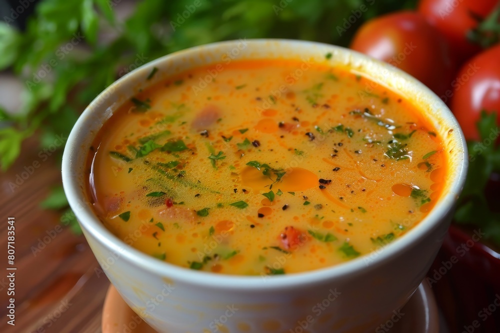 Traditional Turkish soup made with tarhana Traditional Turkish soup made with tarhana