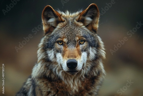 Portrait of a grey wolf  Canis lupus 