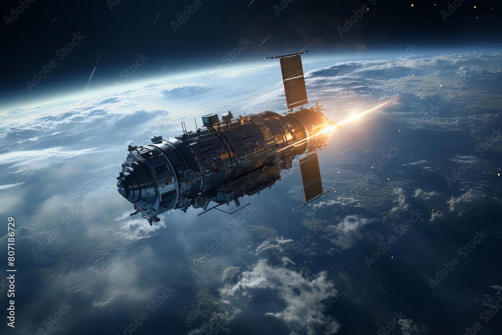 Fototapeta premium high-orbit satellite, supporting weather forecasting and global communications