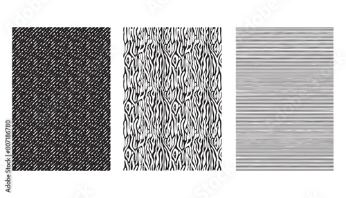 Hand drawn black hatching line texture set. Set of hand doodle drawn pencil line texture white background