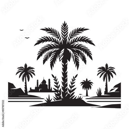 Palm trees Silhouette flat vector Illustration art.