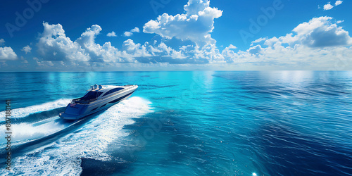 Modern fast boat in the tropical sea