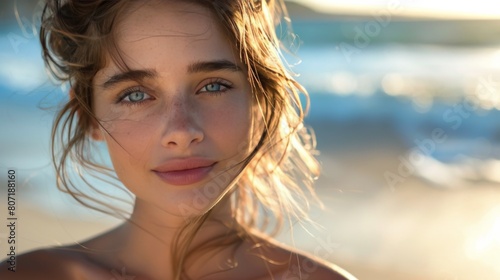 Close Up Portrait of Woman With Blue Eyes © olegganko