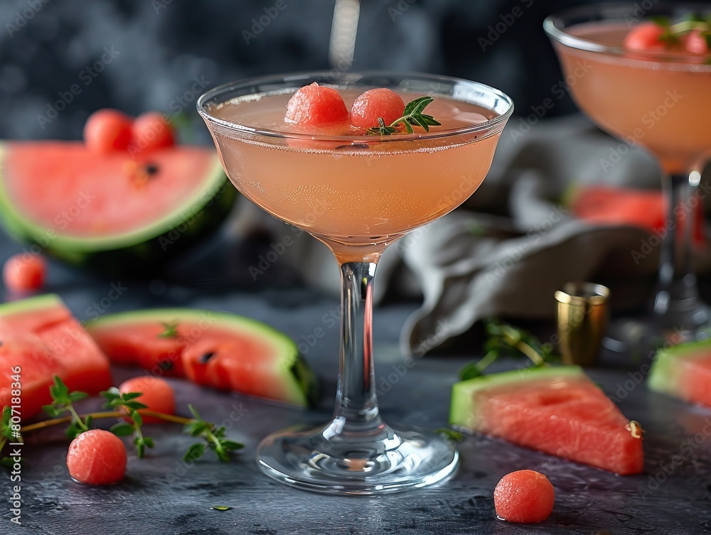 Refreshing watermelon cocktail with lime and thyme Refreshing watermelon cocktail with lime and thyme