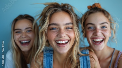 Three Young Women Laughing and Posing