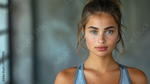 Beautiful Young Woman Standing in a Gym