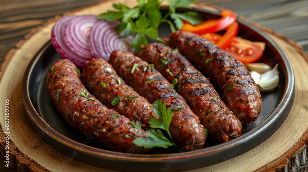 The cuisine of Bosnia and Herzegovina. Sausages made of minced chevapchichi meat. The cuisine of Bosnia and Herzegovina. Sausages made of minced chevapchichi meat.