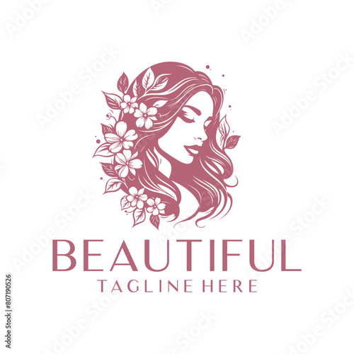 Woman in beauty logo vector illustration