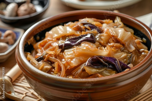 Vegetarian cabbage with shiitake mushrooms at Chinese food festival © LimeSky