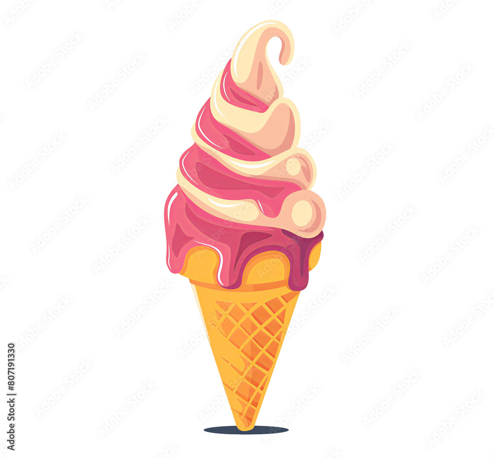Cute ice cream set illustration isolated on a white background, with a simple design, flat colors, in the style of a cartoon, minimalistic Cute ice cream set illustration isolated on a white background, with a simple design, flat colors, in the style of a cartoon, minimalistic