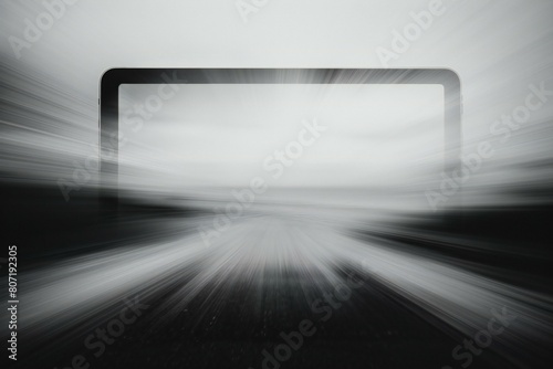 Black and white abstract background with empty space in the middle of the road photo