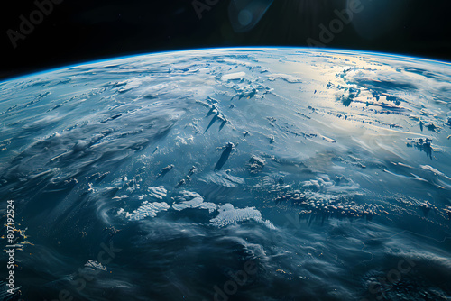 Earth from space, bathed in soft lighting. Realistic beauty earth globe from space and some empty space.