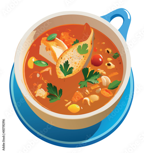 Ligurian fish soup with toasted bread-