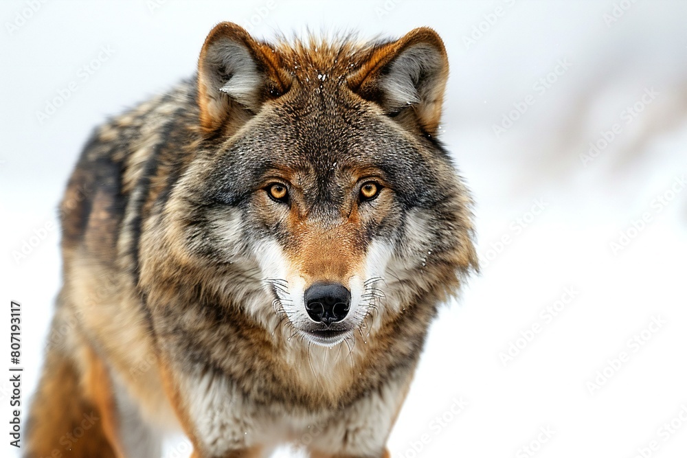 Portrait of a wolf (Canis lupus) in winter