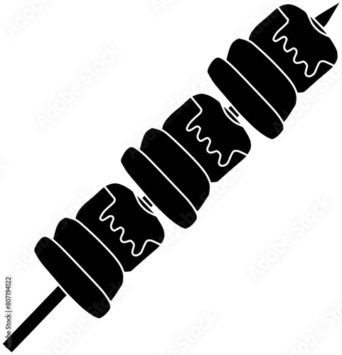 bbq illustration stick silhouette grill logo barbecue icon meat outline skewer meal food grilled cooking lunch beef shish shashlik shape picnic vegetable skewers for vector graphic background