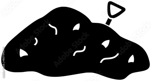 shovel illustration agriculture silhouette garden logo worm icon compost outline organic earthworm soil humus farm environment plant farming ecology shape nature waste earth for vector graphic