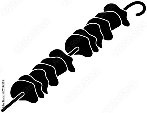 bbq illustration stick silhouette grill logo barbecue icon meat outline skewer meal food grilled cooking lunch beef shish shashlik shape picnic vegetable skewers for vector graphic background
