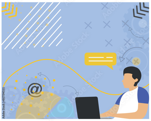 concept of online education, training and courses, learning, video tutorials. Vector illustration for website banner