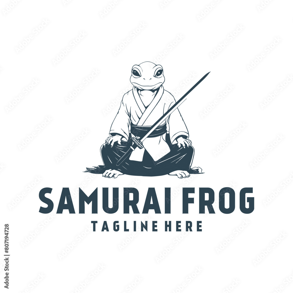 Fototapeta premium Samurai frog logo vector illustration