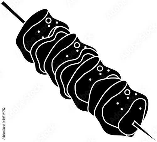 bbq illustration stick silhouette grill logo barbecue icon meat outline skewer meal food grilled cooking lunch beef shish shashlik shape picnic vegetable skewers for vector graphic background