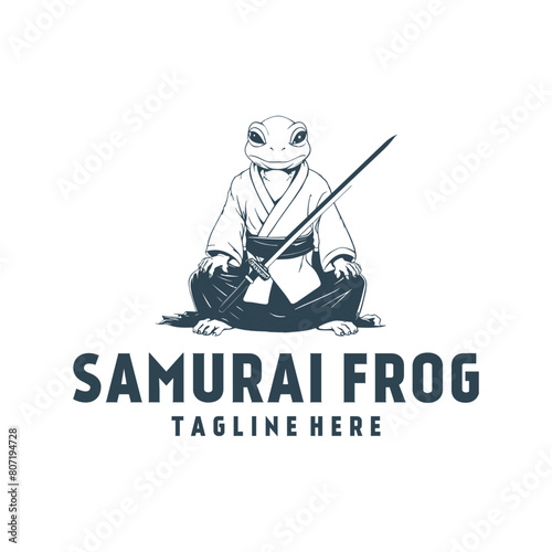 Samurai frog logo vector illustration