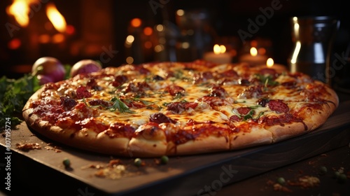 Wallpaper Mural a pizza with meat cheese and broccoli on it Torontodigital.ca