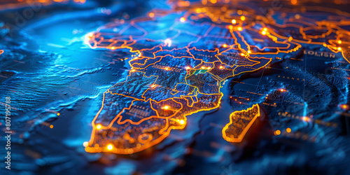 Digital map of Africa, concept of global network and connectivity
