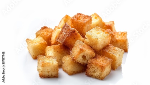 A single tasty crouton on a white background