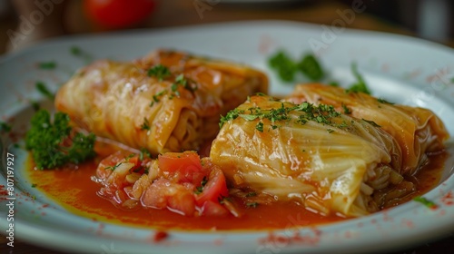 The cuisine of Bosnia and Herzegovina. Cabbage rolls zhaprak. 