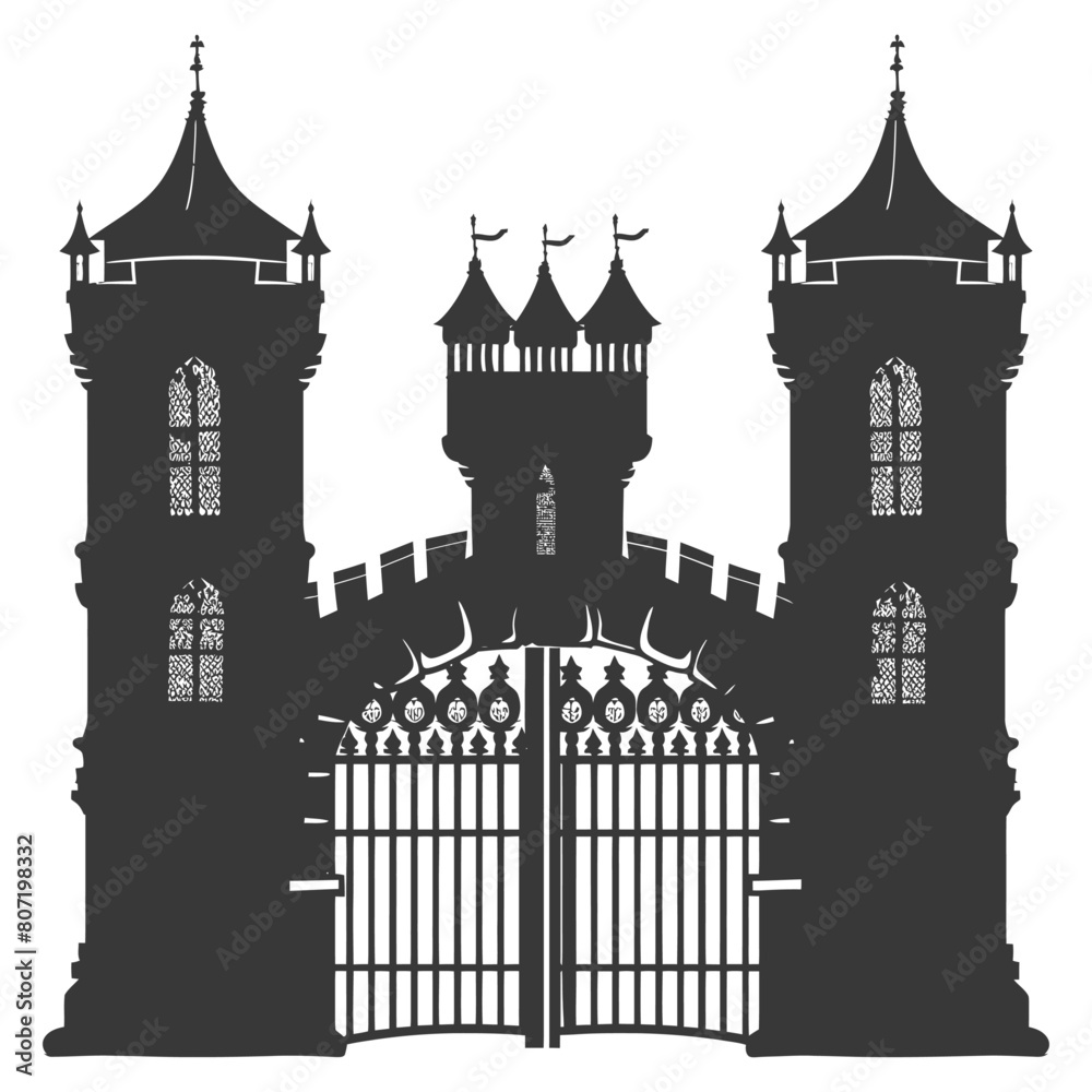 Silhouette castle gate black color only
