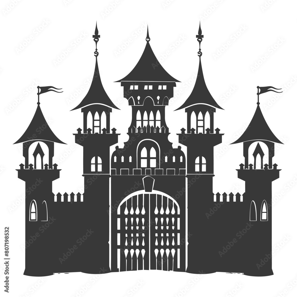 Obraz premium Silhouette castle gate black color only
