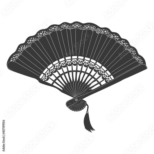 Silhouette classic handheld folding fan black color only