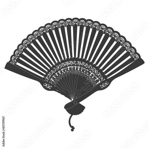 Silhouette classic handheld folding fan black color only