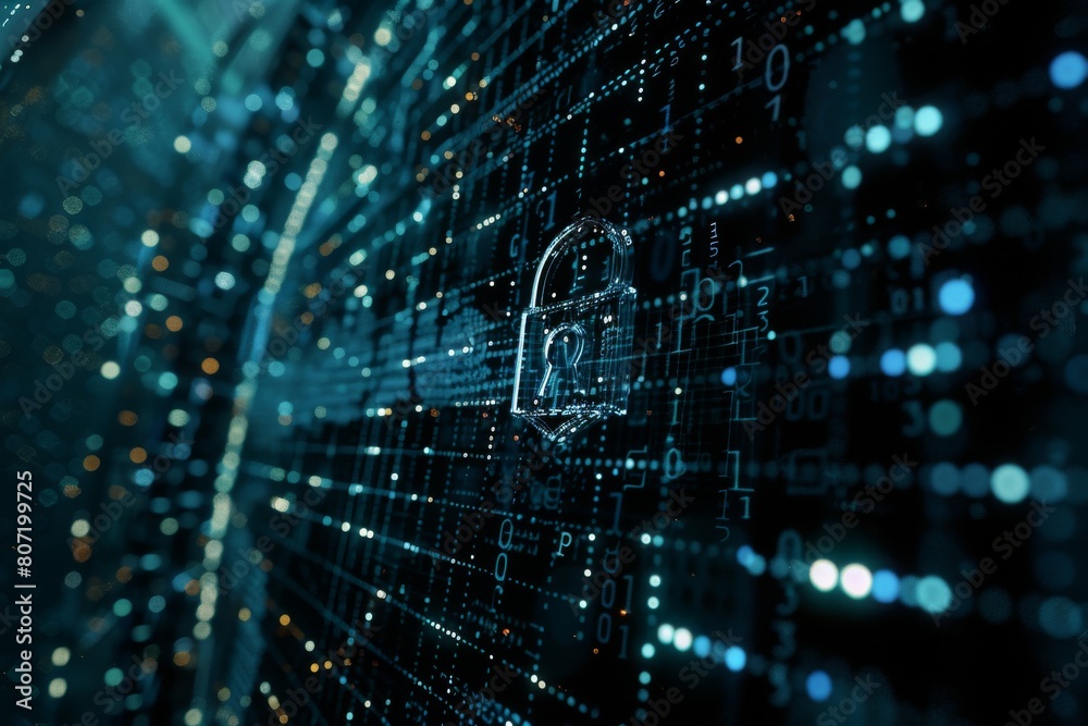 Fototapeta premium Locked key infrastructure secure browsing access control secure internet; key management secure software cyber lock technology.