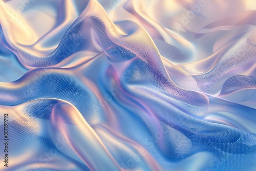 Abstract background with blue and pink wavy folds of silk fabric