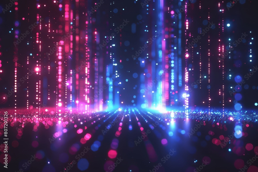 Radiant Neon Spectrum Rain Captured in a Virtual World, Highlighting Digital Artistry. Radiant Neon Spectrum Rain Captured in a Virtual World, Highlighting Digital Artistry.