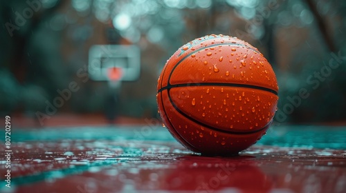 Basketball on Basketball Court
