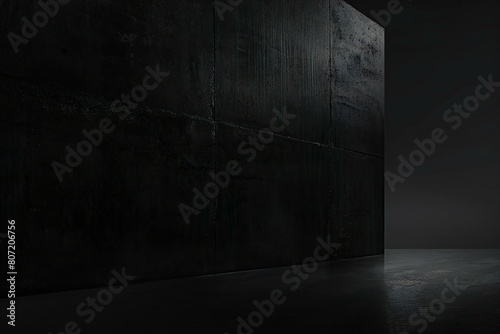 Abstract dark interior with concrete wall and floor    Rendering