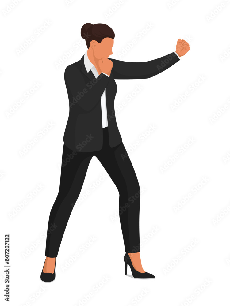 Aggressive businesswoman showing her fists Aggressive businesswoman showing her fists