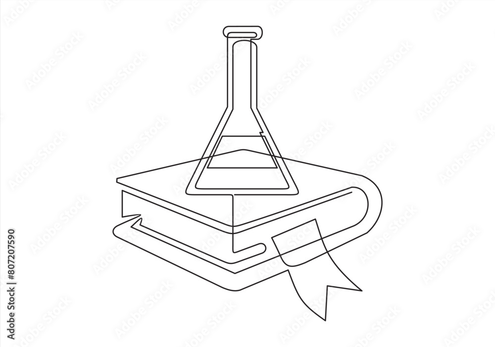 Science learning.Continuous line drawing Science learning.Continuous line drawing