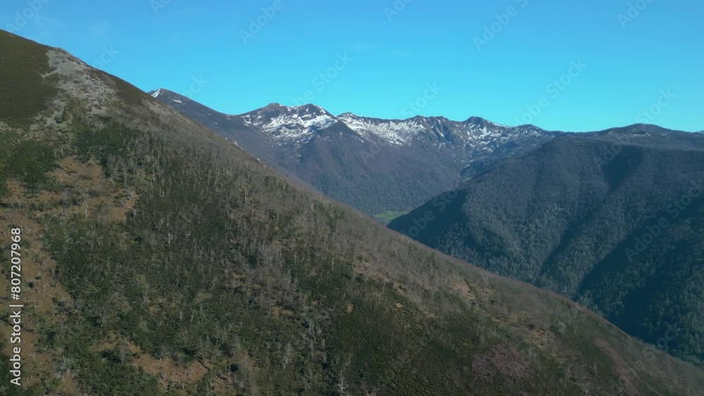 Beautiful Mountains In Piornedo Village In Galicia,Spain - Aerial Drone Shot