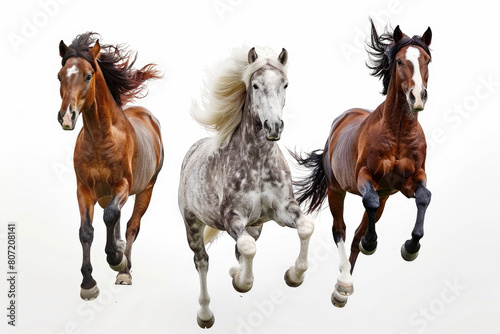 Three ponies mid-prance, joyful © Veniamin Kraskov