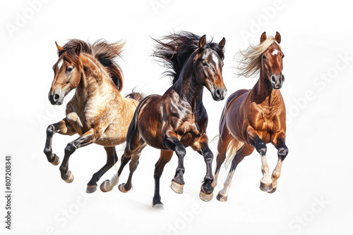 Three ponies mid-prance, joyful © Venka