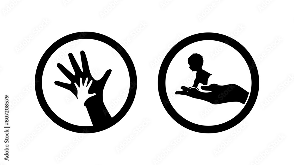 Childcare emblem, black isolated silhouette Childcare emblem, black isolated silhouette