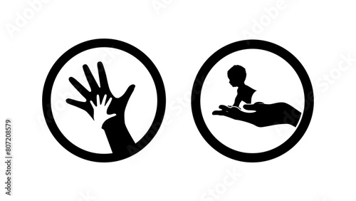 Childcare emblem, black isolated silhouette © OMIA